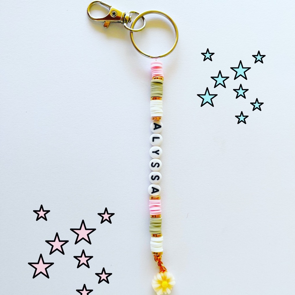 Personalized Clay Bead Keychain